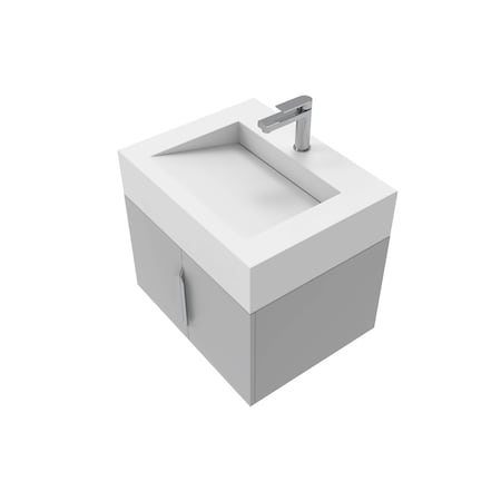 Castello Usa Nile 24-inch Gray Vanity Set with White Top and Chrome Handles CB-MC-24G-CHR-2053-WH